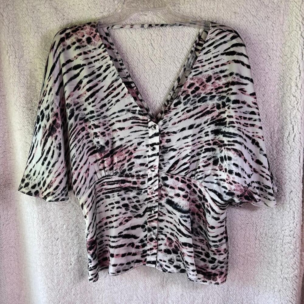 Naked‎ Zebra Cropped Top Zebra Print V Neck Women's